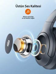 TAOTRONICS 40 mm Sürücülü Kafaüstü Bluetooth Kulaklık 20 Saat Müzik BT 5.3 Siyah